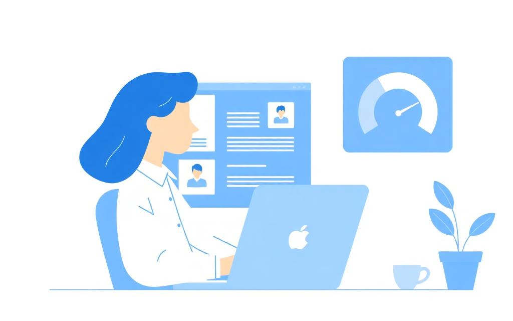 Recrutador a analisar currículos com sistema ATS