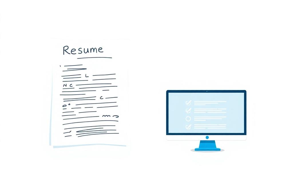Comparação entre um CV feito à mão e um CV digital moderno